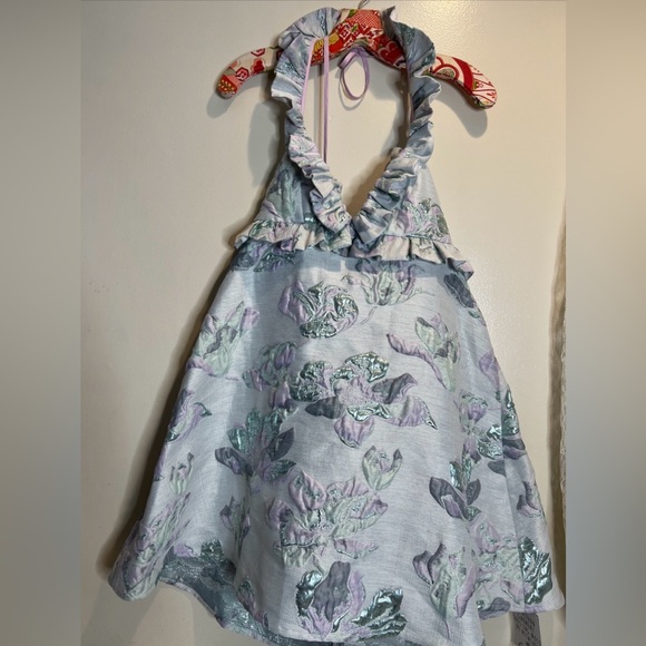 Arianne Elmy Best Friend Cute Metallic Halter 3D Heart Flower Charms Dress XL